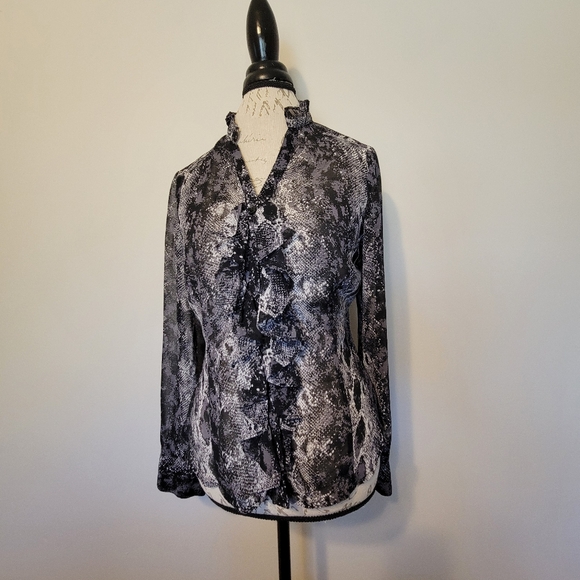 Snake Print Ruffle Blouse - Picture 8 of 8